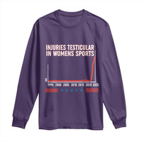 Testicular Injuries in Womens Sports Satirical Graphic Long Sleeve Shirt Dark Humor with Controversial Commentary - Wonder Print Shop