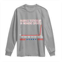 Testicular Injuries in Womens Sports Satirical Graphic Long Sleeve Shirt Dark Humor with Controversial Commentary - Wonder Print Shop