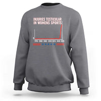 Testicular Injuries in Womens Sports Satirical Graphic Sweatshirt Dark Humor with Controversial Commentary - Wonder Print Shop