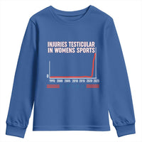 Testicular Injuries in Womens Sports Satirical Graphic Youth Sweatshirt Dark Humor with Controversial Commentary - Wonder Print Shop