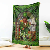 Happy St Patrick's Day Leprechaun Throw Blanket American Irish Flag