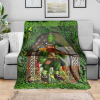 Happy St Patrick's Day Leprechaun Throw Blanket American Irish Flag