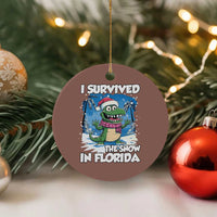 I Survived The Snow In Florida Ceramic Ornament Funny Crocodile - Wonder Print Shop