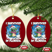 I Survived The Snow In Florida Ceramic Ornament Funny Crocodile - Wonder Print Shop