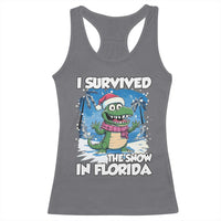 I Survived The Snow In Florida Racerback Tank Top Funny Crocodile