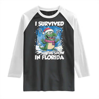 I Survived The Snow In Florida Raglan Shirt Funny Crocodile
