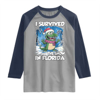 I Survived The Snow In Florida Raglan Shirt Funny Crocodile