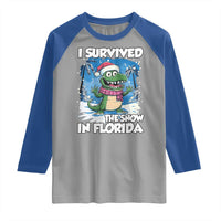 I Survived The Snow In Florida Raglan Shirt Funny Crocodile