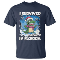 I Survived The Snow In Florida T Shirt Funny Crocodile