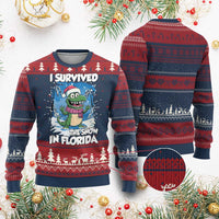 I Survived The Snow In Florida Knitted Sweatshirt Funny Crocodile