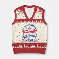I Survived The Florida Blizzard Of 2025 V-Neck Knit Sweater Vest - Wonder Print Shop