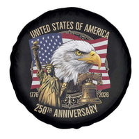 USA 250th Anniversary 1776 2026 4th of July Spare Tire Cover Patriotic Eagle Liberty Bell Statue of Liberty Graphic