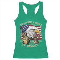 USA 250th Anniversary 1776 2026 4th of July Racerback Tank Top Patriotic Eagle Liberty Bell Statue of Liberty Graphic
