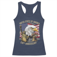 USA 250th Anniversary 1776 2026 4th of July Racerback Tank Top Patriotic Eagle Liberty Bell Statue of Liberty Graphic