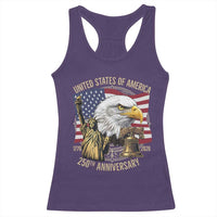 USA 250th Anniversary 1776 2026 4th of July Racerback Tank Top Patriotic Eagle Liberty Bell Statue of Liberty Graphic