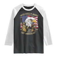 USA 250th Anniversary 1776 2026 4th of July Raglan Shirt Patriotic Eagle Liberty Bell Statue of Liberty Graphic