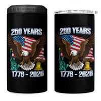 250 Years of Freedom 1776 2026 Patriotic Eagle 4 in 1 Can Cooler Tumbler 4th of July American Flag Liberty Bell Statue of Liberty