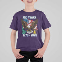 250 Years of Freedom 1776 2026 Patriotic Eagle T Shirt For Kid 4th of July American Flag Liberty Bell Statue of Liberty