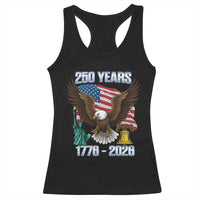 250 Years of Freedom 1776 2026 Patriotic Eagle Racerback Tank Top 4th of July American Flag Liberty Bell Statue of Liberty