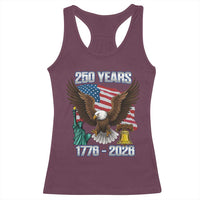 250 Years of Freedom 1776 2026 Patriotic Eagle Racerback Tank Top 4th of July American Flag Liberty Bell Statue of Liberty