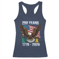 250 Years of Freedom 1776 2026 Patriotic Eagle Racerback Tank Top 4th of July American Flag Liberty Bell Statue of Liberty