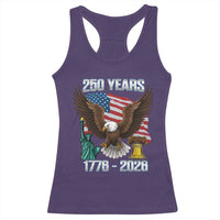 250 Years of Freedom 1776 2026 Patriotic Eagle Racerback Tank Top 4th of July American Flag Liberty Bell Statue of Liberty