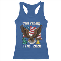250 Years of Freedom 1776 2026 Patriotic Eagle Racerback Tank Top 4th of July American Flag Liberty Bell Statue of Liberty