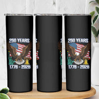 250 Years of Freedom 1776 2026 Patriotic Eagle Skinny Tumbler 4th of July American Flag Liberty Bell Statue of Liberty