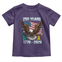 250 Years of Freedom 1776 2026 Patriotic Eagle Toddler T Shirt 4th of July American Flag Liberty Bell Statue of Liberty