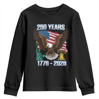 250 Years of Freedom 1776 2026 Patriotic Eagle Youth Sweatshirt 4th of July American Flag Liberty Bell Statue of Liberty