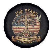 250 Years Faith and Freedom 1776 2026 Spare Tire Cover Cross Tree Dove Religious Patriotic Christian