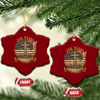 250 Years Faith and Freedom 1776 2026 Ceramic Ornament Cross Tree Dove Religious Patriotic Christian