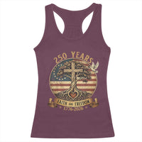 250 Years Faith and Freedom 1776 2026 Racerback Tank Top Cross Tree Dove Religious Patriotic Christian
