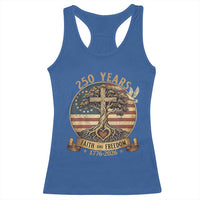 250 Years Faith and Freedom 1776 2026 Racerback Tank Top Cross Tree Dove Religious Patriotic Christian