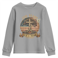 250 Years Faith and Freedom 1776 2026 Youth Sweatshirt Cross Tree Dove Religious Patriotic Christian