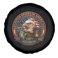USA 250th Anniversary Emblem 1776 2026 Spare Tire Cover Patriotic Seal with Bald Eagle Liberty Bell Statue of Liberty
