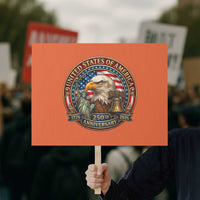 USA 250th Anniversary Emblem 1776 2026 Protest Sign Patriotic Seal with Bald Eagle Liberty Bell Statue of Liberty