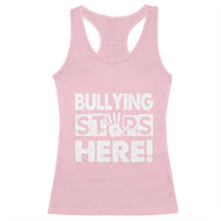 Pink Shirt Day Racerback Tank Top Bullying Stops Here Stand Up To Bullies