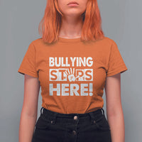 Pink Shirt Day T Shirt For Women Bullying Stops Here Stand Up To Bullies