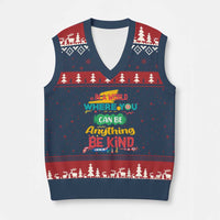 Pink Shirt Day V-Neck Knit Sweater Vest In A World Where You Can Be Anything Be Kind Choose Kindness - Wonder Print Shop