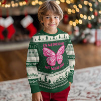 Pink Shirt Day Ugly Christmas Sweater On Wednesdays We Wear Pink Anti Bullying Butterfly - Wonder Print Shop