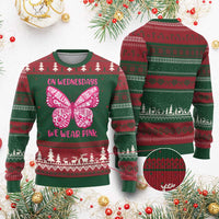 Pink Shirt Day Ugly Christmas Sweater On Wednesdays We Wear Pink Anti Bullying Butterfly - Wonder Print Shop