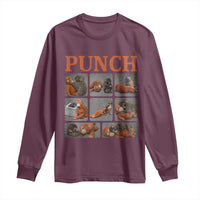 Cute Baby Monkey Punch with Plush Toy Graphic Long Sleeve Shirt