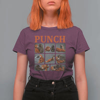 Cute Baby Monkey Punch with Plush Toy Graphic T Shirt For Women