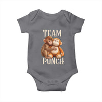 Team Punch Cute Baby Monkey Hugging Plush Toy Graphic Baby Onesie