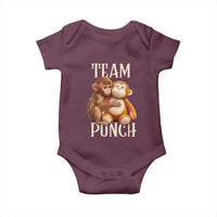 Team Punch Cute Baby Monkey Hugging Plush Toy Graphic Baby Onesie