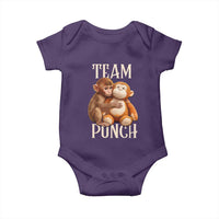 Team Punch Cute Baby Monkey Hugging Plush Toy Graphic Baby Onesie