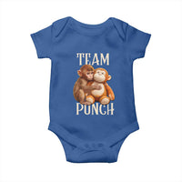 Team Punch Cute Baby Monkey Hugging Plush Toy Graphic Baby Onesie