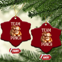 Team Punch Cute Baby Monkey Hugging Plush Toy Graphic Ceramic Ornament