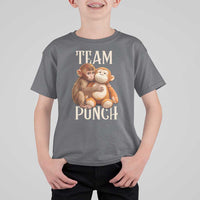 Team Punch Cute Baby Monkey Hugging Plush Toy Graphic T Shirt For Kid